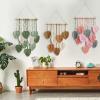 ARHTYCX Wall Hanging Decor Leaves Tapestry Macrame Wall Hanging with Tassel, Hand-Woven Wall hangings, Macrame Wall Art Boho Wall Hanging Decor, for Home Decoration Green view 4