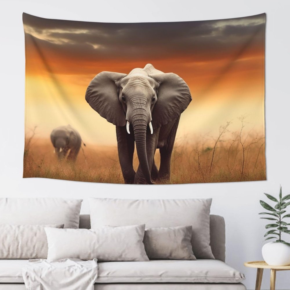Cute Wild Elephant Tapestry Wall Hanging for Living Room 60 x 51 in Tapestry for Bedroom Home Decor Tapestries Wall Art Hanging Personalized Wall Blanket Wall Hanging Decor for Party Supplies