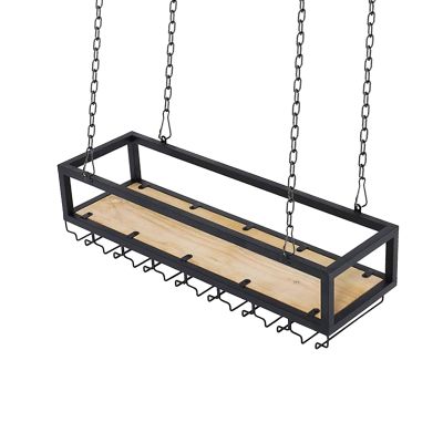 1-Tier Wine Rack Hanging Rack for Ceiling, 60cm, 100cm, 120cm, 140cm Kitchen Bar Storage Shelf Adjustable Height Wine Shelf Wine Bottle Holder with Glass Holder (Size : 80x25x22cm)