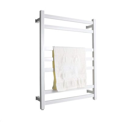 7-Bar Wall Mounted Towel Warmer, Heater Towel Rail, Energy Efficient 80W Electric Heated Towel Rack for Bathroom,White,Plug in