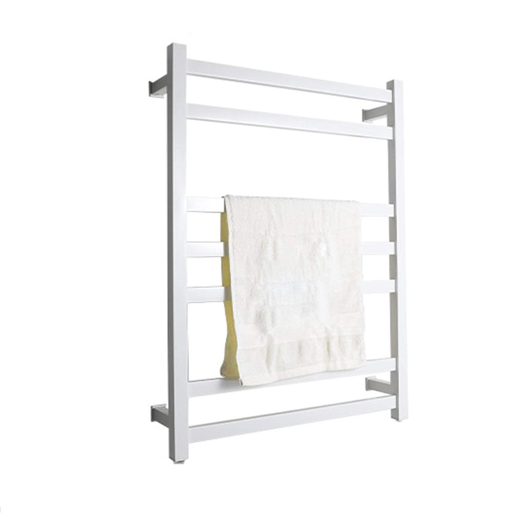 7-Bar Wall Mounted Towel Warmer, Heater Towel Rail, Energy Efficient 80W Electric Heated Towel Rack for Bathroom,White,Plug in
