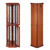 czczgx Lighted Wooden Corner Display Curio Cabinet, Curved Shelving Unit with Adjustable Shelves and Mirrored Back Panel, Tempered Glass Doors for Bedroom, Living Room (Walnut, Corner Shape) view 3
