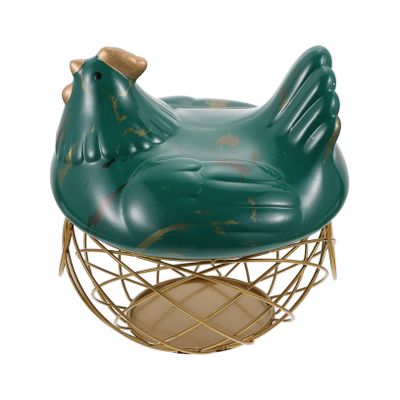 KICHOUSE 1pc Hen Iron Storage Basket Practical Egg Storage Container Fruit Organizer Farmhouse Style Chicken Design for Kitchen Decor and Organization
