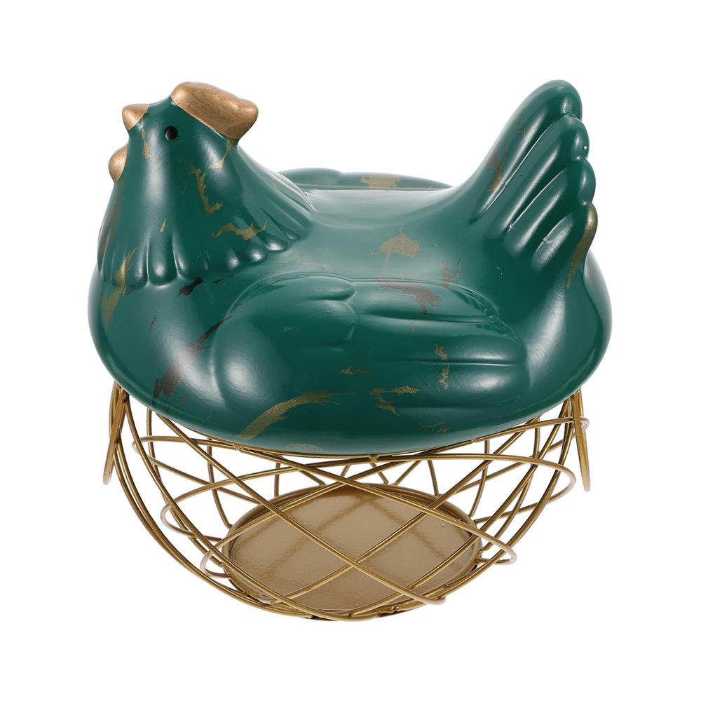 KICHOUSE 1pc Hen Iron Storage Basket Practical Egg Storage Container Fruit Organizer Farmhouse Style Chicken Design for Kitchen Decor and Organization