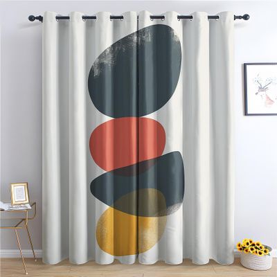 Abstract Blackout Curtains for Bedroom Living Room, Geometric Curtains & Home Decor, Minimalist Window Curtains, Thermal Room Darkening Grommet Drapes, 96 Inch Curtains 2 Panel Set