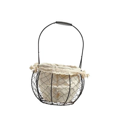 PRETYZOOM Multi-purpose Iron Art Linen Storage Basket Portable Flower Hand Basket for Home Balcony Lightweight Chic Design Grey Decorations Organizing