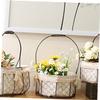 PRETYZOOM Multi-purpose Iron Art Linen Storage Basket Portable Flower Hand Basket for Home Balcony Lightweight Chic Design Grey Decorations Organizing view 3