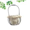 PRETYZOOM Multi-purpose Iron Art Linen Storage Basket Portable Flower Hand Basket for Home Balcony Lightweight Chic Design Grey Decorations Organizing view 4