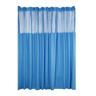 Room Divider Curtains, 12ft Wide x 8ft Tall Curtain Screen Partitions, Polyester Fabric Privacy Curtain with Mesh Top, Privacy Vertical Blinds Curtain Panel for Beauty Salons, SPAs, Clinics (Blue)