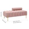 Bedroom End of Bed Bench Bedroom Bench, Ottoman Bedside Bench, Modern Terry Upholstered Entryway 2 Seater Sofa with Adjustable Backrest for Bedroom, Living Room, Pink Ottoman Foot Rest Couch Long Benc view 2