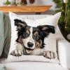 WoGuangis Throw Pillow Covers Collie Cushion Covers Collie Cute Funny Peeking Dog Puppy Accent Pillow Dog Lover Gift Sofa Pillowcase for Home Sofa 24x24in New Home Housewarming Gift view 2