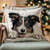 WoGuangis Throw Pillow Covers Collie Cushion Covers Collie Cute Funny Peeking Dog Puppy Accent Pillow Dog Lover Gift Sofa Pillowcase for Home Sofa 24x24in New Home Housewarming Gift view 4