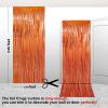 2 Pack 3.28 ft x 6.56 ft Orange Tinsel Curtain Party Backdrop Decorations, Metallic Foil Fringe Backdrop Door for Halloween, Christmas, Birthday Graduation Wedding Party Streamers Photo Backdrop. view 2