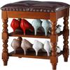 Shoe Storage Bench Storage Bench End of Bed Bench Shoe Bench 2 Tiers Shoe Rack Shoe Cabinet with Soft Cushion, for Entryway Hallway(Color:Light Walnut Brown) view 1