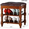 Shoe Storage Bench Storage Bench End of Bed Bench Shoe Bench 2 Tiers Shoe Rack Shoe Cabinet with Soft Cushion, for Entryway Hallway(Color:Light Walnut Brown) view 3