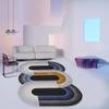 Modern Abstract Designer Shaped Area Rugs 4x6 Black Navy Grey Faux Wool Shag Irregular Rug for Bedroom Nursery Playroom Art Decor Livingroom Dining Office Carpet view 1