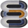 Modern Abstract Designer Shaped Area Rugs 4x6 Black Navy Grey Faux Wool Shag Irregular Rug for Bedroom Nursery Playroom Art Decor Livingroom Dining Office Carpet view 2