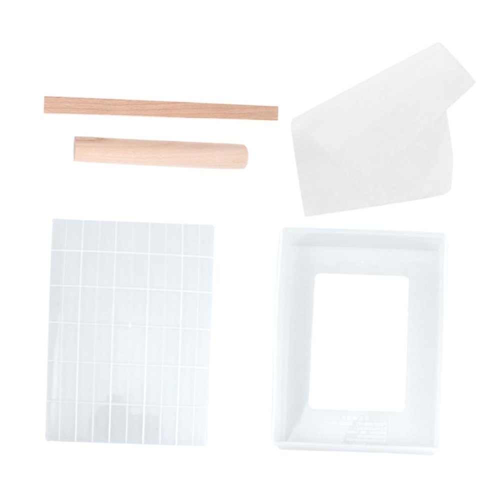 BIUDECO 5pcs Nougat Making Tools Kit Non-stick Pastry Baking Plate for Candy Includes Mold Box Cutting Stick and Mat for Nougat Biscuits and Chocolates