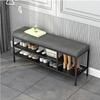 Shoe Storage Bench End of Bed Bench Shoe Cabinet Bench 3-Tier Storage Shelf with Padded Cushion Seat Steel Frame for Entryway Hallway(Size:120cm/47.2in) view 1