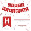 Hooqict Red Happy Birthday Banner Sign for Backdrop Red Birthday Party Decorations for Women Men Garland Party Banner Wall Porch Door Hanging Supplies view 2