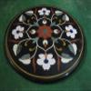 24 x 24 Inches Round Shape Black Marble Coffee Table Top Floral Pattern Inlay Work Kitchen Side Table for Restaurant and Home view 1