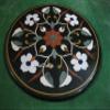 24 x 24 Inches Round Shape Black Marble Coffee Table Top Floral Pattern Inlay Work Kitchen Side Table for Restaurant and Home view 2