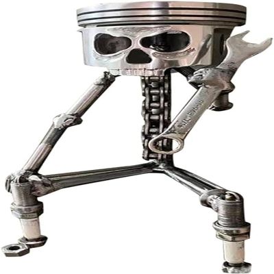 GeRRiT Carving Piston Face Sculpture Metal Art Figurine,Carved Skeleton face Sculpture Ornaments,Handmade Man Head Statue Office Home Table Desk Decor