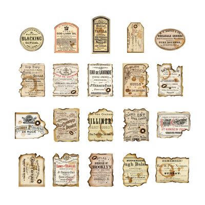 40 Sheets Vintage Stickers - Aged Paper Stickers - Clear Pattern Versatile Portable Deco Stickers - for Handbook Notebook Photo Album DIY (Type 3)