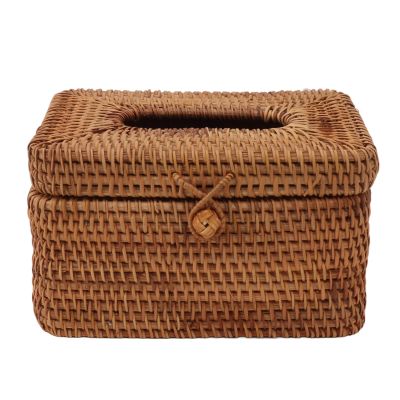 ZHDOKA Tissue Box Cover, Rattan Woven Tissue Box Holder Modern Exquisite Napkin Dispenser Organizer for Bathroom Countertop Bedroom Living Room (47x2cm / 18.5x0.8in)