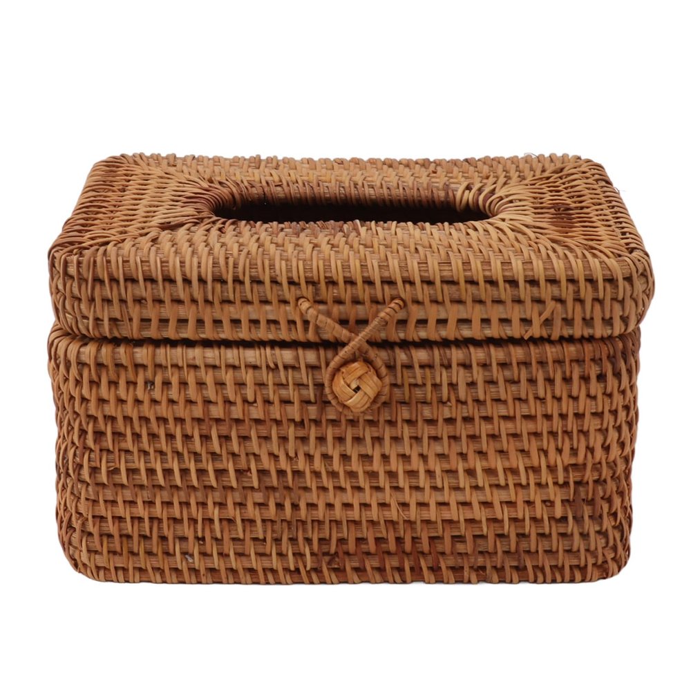 ZHDOKA Tissue Box Cover, Rattan Woven Tissue Box Holder Modern Exquisite Napkin Dispenser Organizer for Bathroom Countertop Bedroom Living Room (47x2cm / 18.5x0.8in)