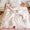 BuLuTu Muslin Cotton Kids Toddler Duvet Cover for Girls Boys Baby Crib Duvet Covers with Zipper Closure, 47"x59", Flower & Rabbit Print (No Pillow Cases) view 1