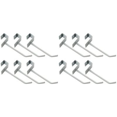 MAGICLULU 12pcs White Supermarket Shelf Hooks Thick Square Tube Display Hooks for Efficient Product Presentation Easy to Install Sturdy Design for Retail Racks