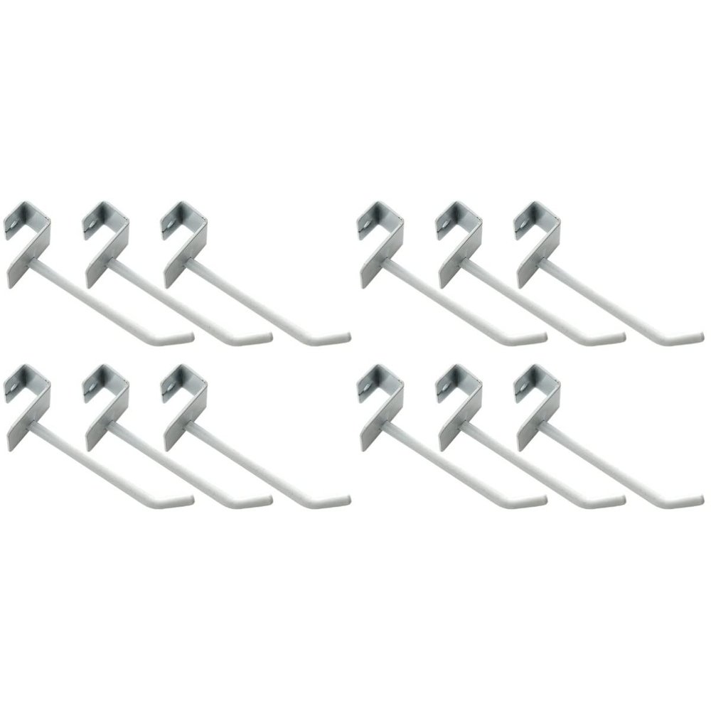 MAGICLULU 12pcs White Supermarket Shelf Hooks Thick Square Tube Display Hooks for Efficient Product Presentation Easy to Install Sturdy Design for Retail Racks
