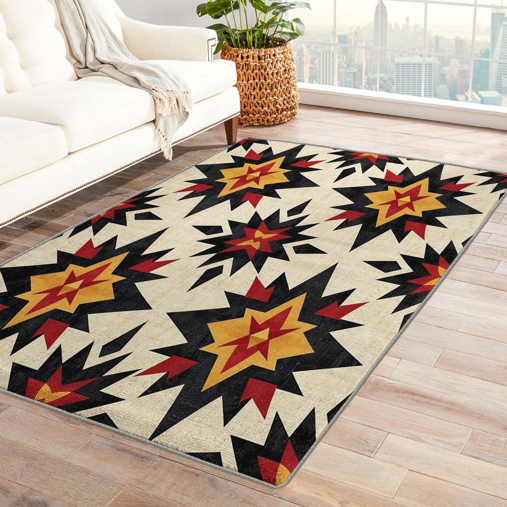 ZDABAOEC Native American Rug 3x5, Western Rugs for Bedroom Living Room Entryway, Southwestern Aztec Area Rug, Indoor Floor Home Decor Carpet, Machine Washable Non Slip Patterned Small Rug