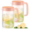 2Pcs Plastic Pitcher with Lid Large Clear Water Carafe Jug Ice Tea Pitcher Lemonade Juice Beverage Jar with Strainer Cover Handle Measurements for Hot Cold Coffee Drink (Color : Pink, Size : 1 Gallo view 1