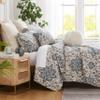 Southshore Fine Living, Inc. Full or Queen Quilt Bedding Set, 7-Pieces with 2 Pillow Shams, 2 Euro Shams, 2 Throw Pillows, Boho Bedding Set, Queen or Full Size Quilts for Bed, Persian Indigo Blue view 1