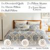 Southshore Fine Living, Inc. Full or Queen Quilt Bedding Set, 7-Pieces with 2 Pillow Shams, 2 Euro Shams, 2 Throw Pillows, Boho Bedding Set, Queen or Full Size Quilts for Bed, Persian Indigo Blue view 2
