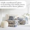 Southshore Fine Living, Inc. Full or Queen Quilt Bedding Set, 7-Pieces with 2 Pillow Shams, 2 Euro Shams, 2 Throw Pillows, Boho Bedding Set, Queen or Full Size Quilts for Bed, Persian Indigo Blue view 3