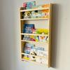 Furpinea 3 Tier Natural Wood Handmade Montessori Kids Bookshelf, Wall Mounted Wide Book Shelf for Nursery, Space Saver Children's Book Rack Wall for Bedroom, Living Room (Wide 24" Width, Teak) view 1