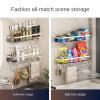 GERRIT Double Layer with Pole and Hook Spice Racks Organiser Free Standing for Kitchen Counter, Metal Bathroom Organizer Storage Rack for Countertop (29cm) view 3