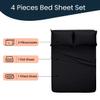 THE ROYAL TEXTILE COMPANY 500 Thread Count Comfortable Dream-Zone Pima Cotton Royal Looking Solid Style Sheet Set (4-Pieces) Fits Pockets Up to 14 to 16"" Inches Depth (Short King, Black) view 3