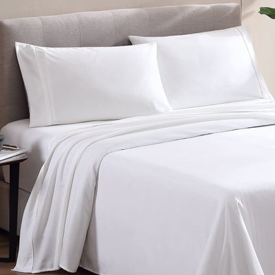 500 Thread Count Comfortable Dream-Zone Pima Cotton Royal Looking Solid Style Sheet Set (4-Pieces) Fits Pockets Up to 14 to 16" Inches Depth (RV King, White)