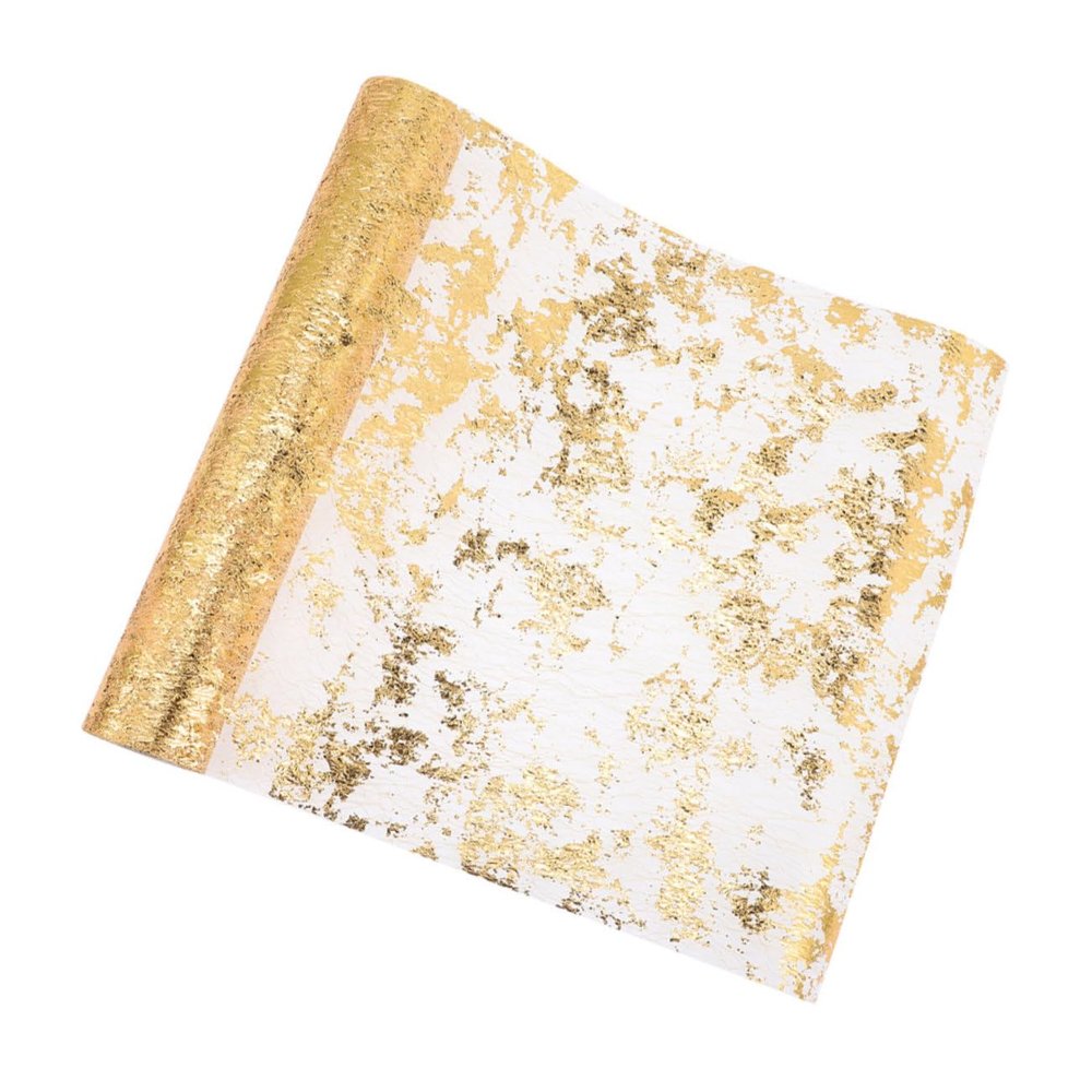 Hoement Gauze Table Runner and Long Tablecloth Decorative Tulle Tablecloth for Weddings and Parties Versatile Home Decor Elegant Gold Design