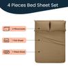 500 Thread Count Comfortable Dream-Zone Pima Cotton Royal Looking Solid Style Sheet Set (4-Pieces) Fits Pockets Up to 14 to 16" Inches Depth (Twin, Taupe) view 3