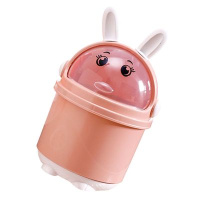 VILLFUL Mini Desktop Trash Can Cartoon Bunny Design Dorm Boys and Girls Waste Basket Small Desk Trash Bin for Bedroom Home Garbage Can