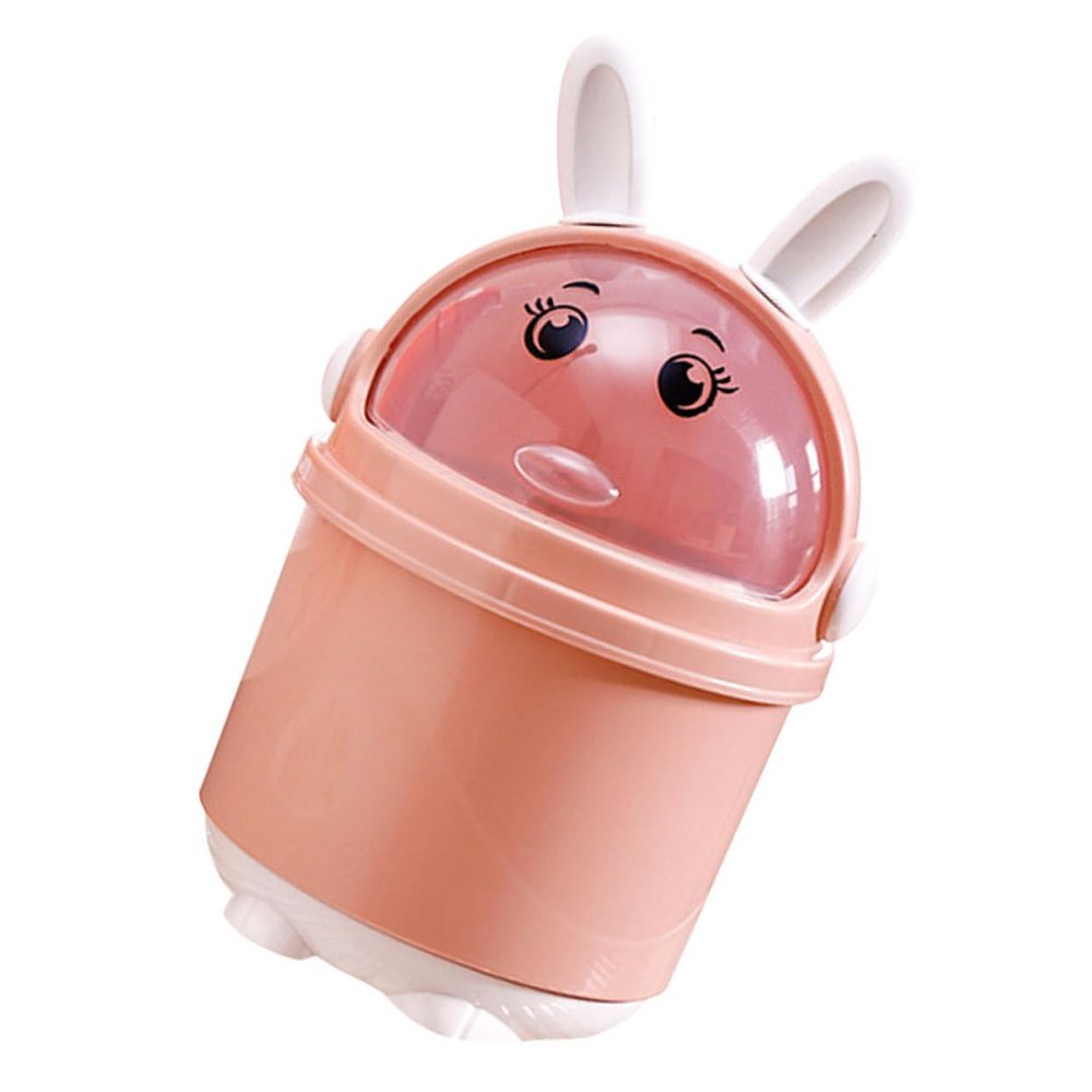 VILLFUL Mini Desktop Trash Can Cartoon Bunny Design Dorm Boys and Girls Waste Basket Small Desk Trash Bin for Bedroom Home Garbage Can