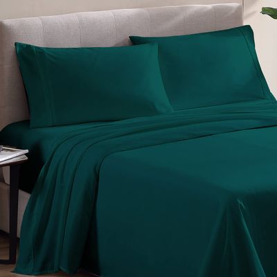 500 Thread Count Comfortable Dream-Zone Pima Cotton Royal Looking Solid Style Sheet Set (4-Pieces) Fits Pockets Up to 14 to 16" Inches Depth (Short King, Teal Blue)