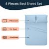 500 Thread Count Comfortable Dream-Zone Pima Cotton Royal Looking Solid Style Sheet Set (4-Pieces) Fits Pockets Up to 14 to 16" Inches Depth (Twin, Light Blue) view 3