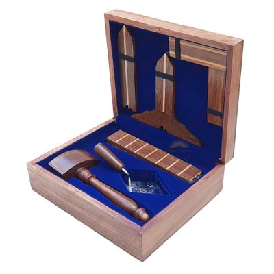 AYAANS Wooden Masonic Plumb Square And Rule Wooden Masonic Working Tools set with Golden Color Plated trowel Fully Classic Blue Theme by AYAANS (Blue Theme)