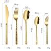GOODJAYVEN Silverware Flatware Set, 5/20/30/40 Pieces Hammered Stainless Steel Steak Knives, Forks And Spoons (Color : Gold, Size : 8Set-40Pcs) view 2